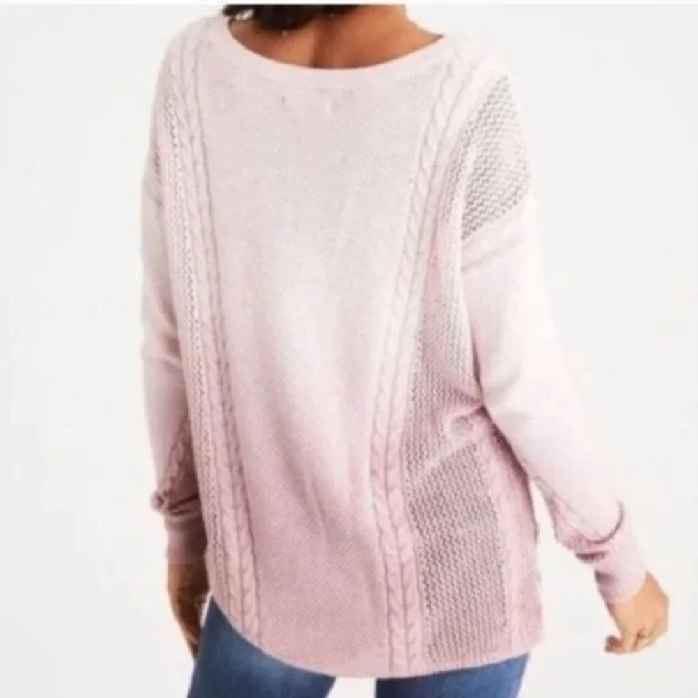 AMERICAN EAGLE Women's Two Toned Ombré Open Knit Sweater Pink Size Small
